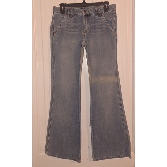 Vintage Old Navy Ultra Low Waist Size 4 Flare Leg Bootcut Jeans Y2K Grunge Indy - Picture 1 of 9